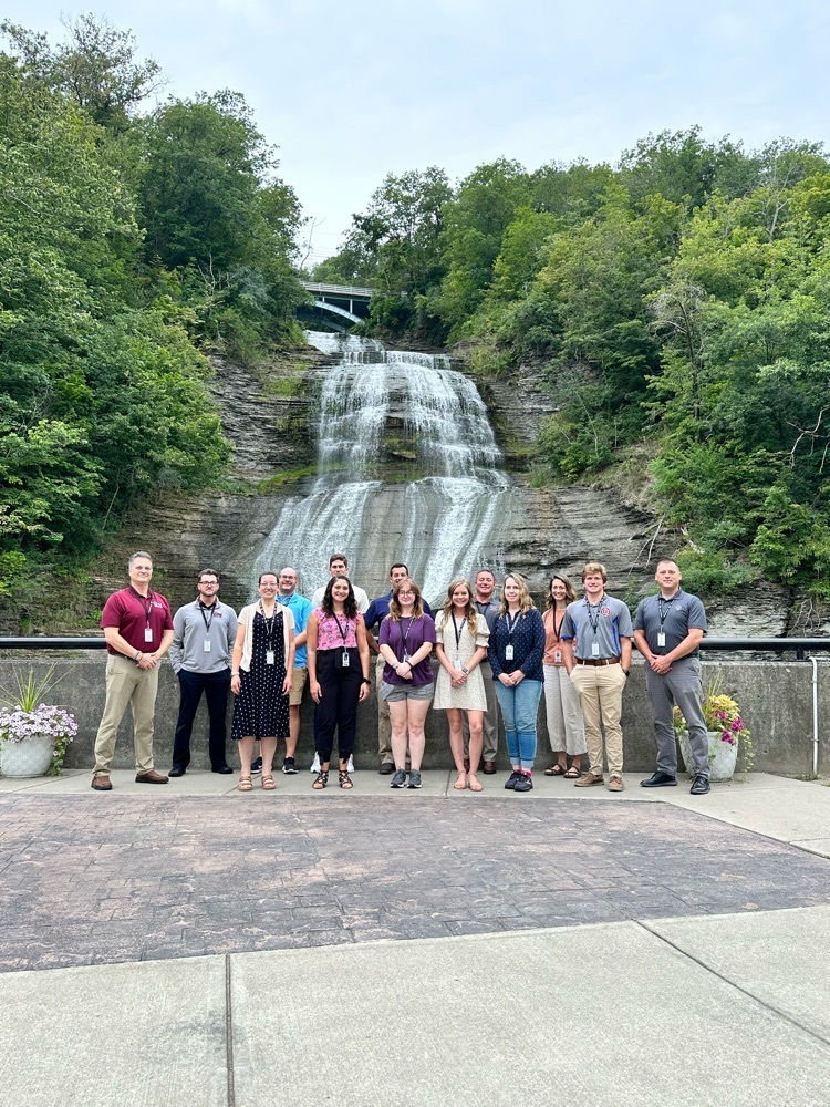 Our new teachers took a bus tour of our district stopping to see the falls  