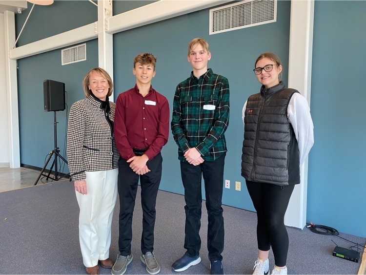 Four OM students pictured with SCOPED Executive Director Judy McKinney Cherry  